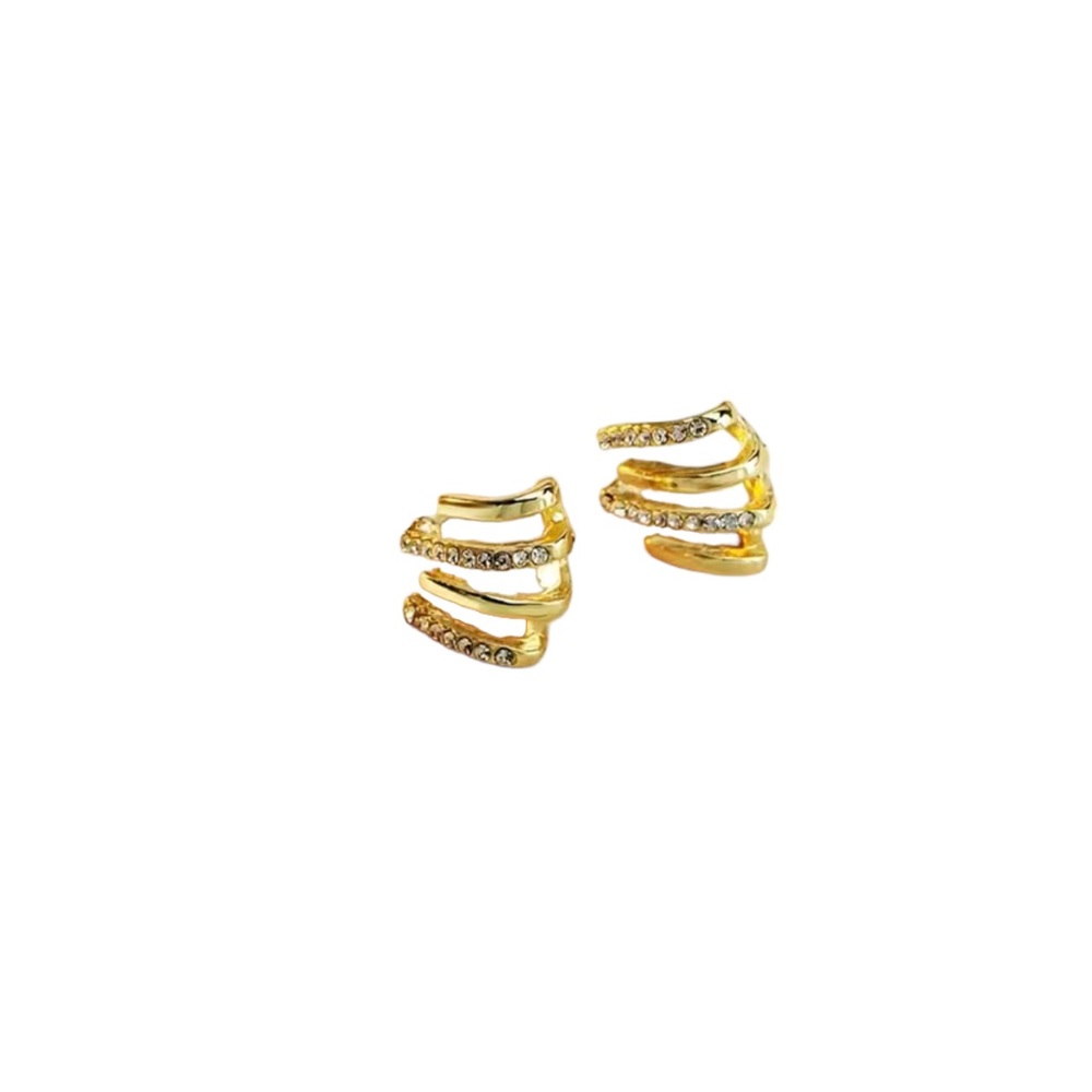 Trendy Chic Gold and Rhinestone Wrap Earrings - Picture 3 of 6